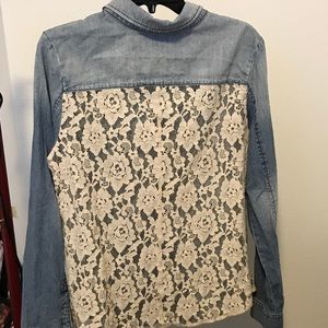BP Denim and Lace Button Up Juniors XL